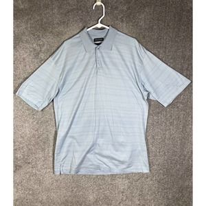 Cezani Short Sleeve Striped Double Mercerized Cotton Polo Shirt‎ Mens Large Blue